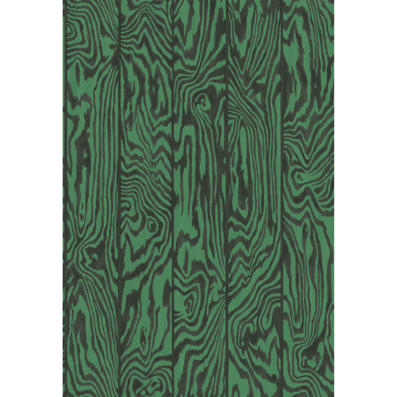 Curio Zebrawood Animal Print Wallpaper Roll, Emerald/Black