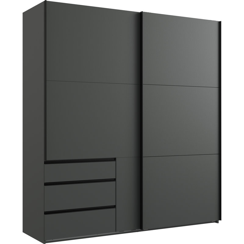 Guardino 2 Door Wardrobe, 216cm H x 200cm W x 65cm D, Graphite