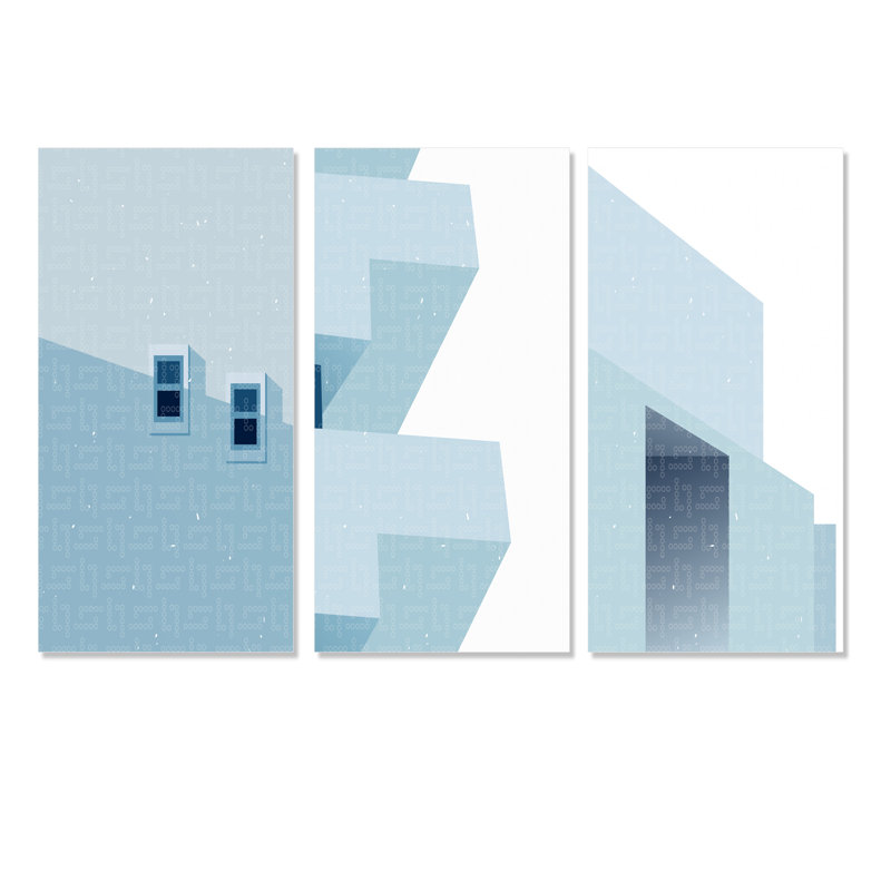 Graphic Vintage Minimal Architecture IV - Ensemble d'art moderne Mid-Century de 3 pièces, L 60 po x H 40 po