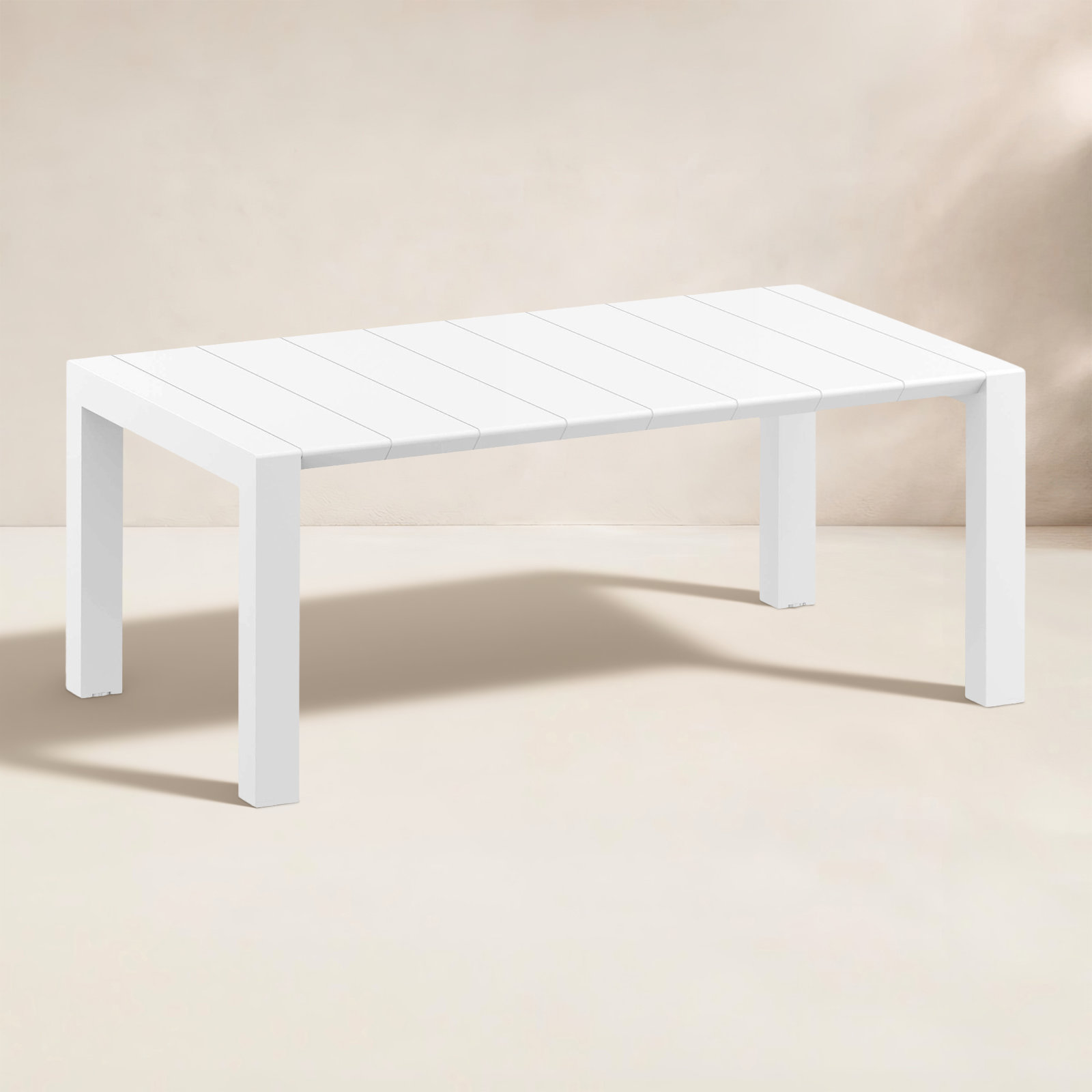 Farrah Extendable Plastic / Acrylic Outdoor Dining Table, White, 39" W x 70" L x 29.5" H