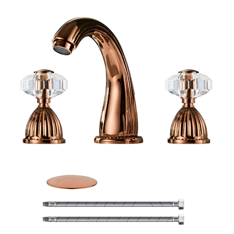 Robinet de salle de bain à large entraxe avec bonde, Or rose