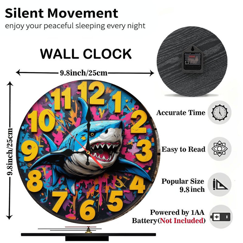 Horloge murale requin