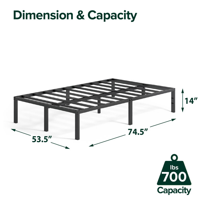 Russel 14'' Contemporary Modern Bed Frame, Full
