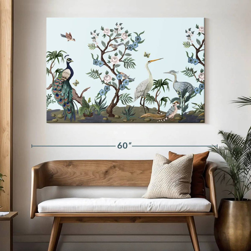 Oiseaux de style chinois Brampt, H 34 po x l 51 po