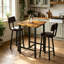 Ensemble de salle à manger industriel haut, table de pub compacte 3 pièces avec 2 tabourets confortables, options de marbre et de bois rustique pour studio et café-2072898036-2072898037