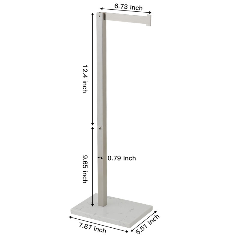 Brushed Nickel Freestanding Toilet Paper Holder with Marble Base