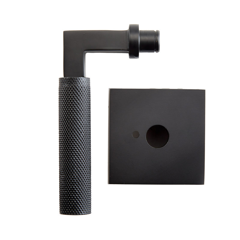 Bravura 846-7 Knurled Privacy Lever on Square Contemporary  Rose in Matte Black