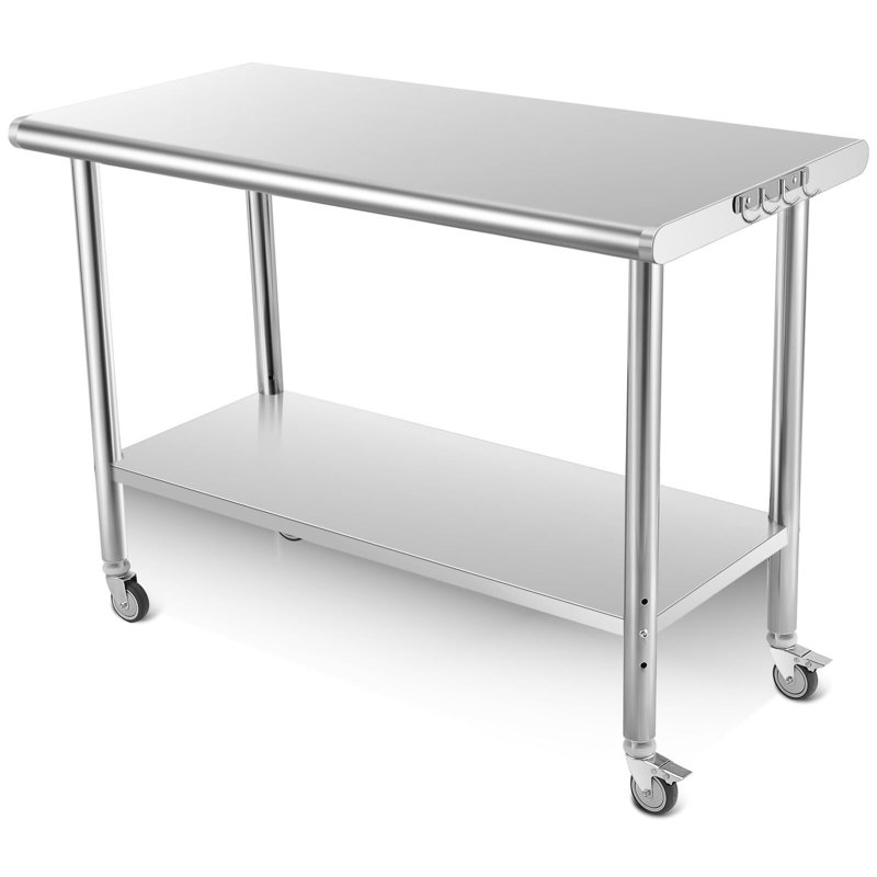 Stainless Steel Table Commercial Work Table,NSF Three Layer Workbench Heavy Duty Prep Worktable, 35" H x 24" L x 48" D
