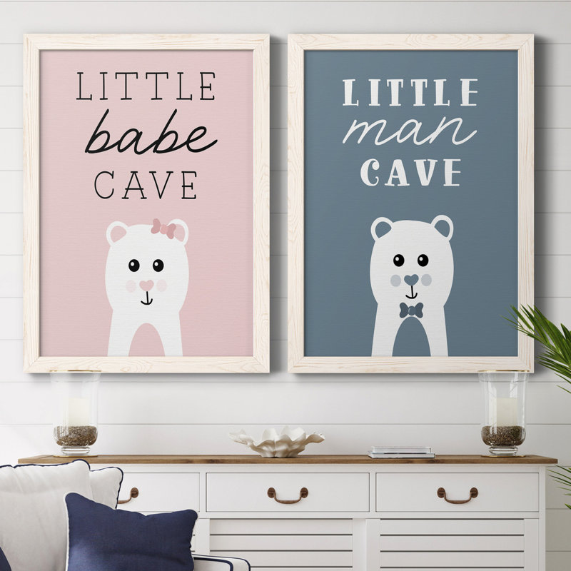 «Little Babe Cave», ensemble de 2 impressions, Toile blanche encadrée, Pas de tapis, H 31,5 po x l 47 po x P 1,5 po
