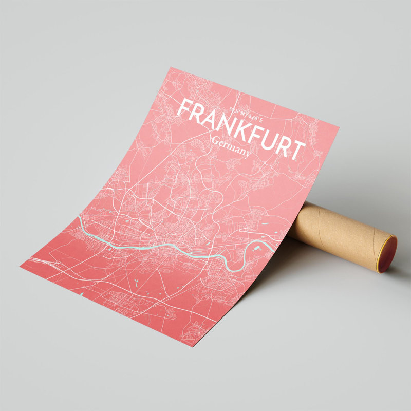 Carte de Francfort, impression graphique contrastée, Rose / bleu bébé, H 20 po x l 16 po