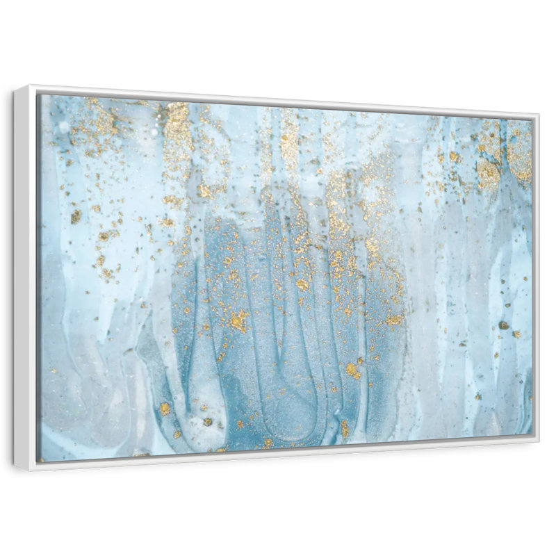 Giard bleu clair, Cadre flottant blanc, 37 po x 25 po