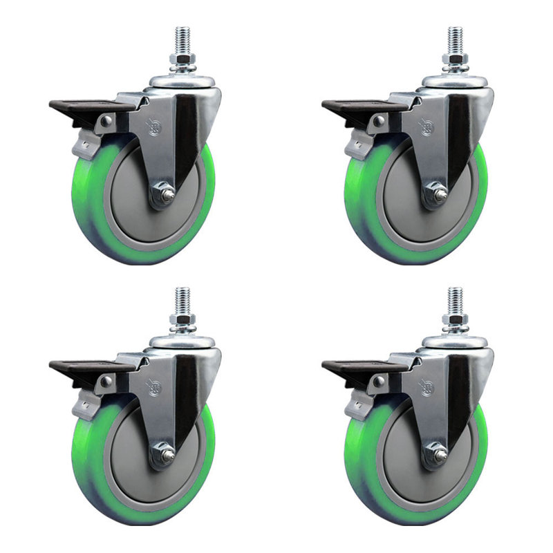 Polyurethane 10MM Threaded Stem Caster with Brake
