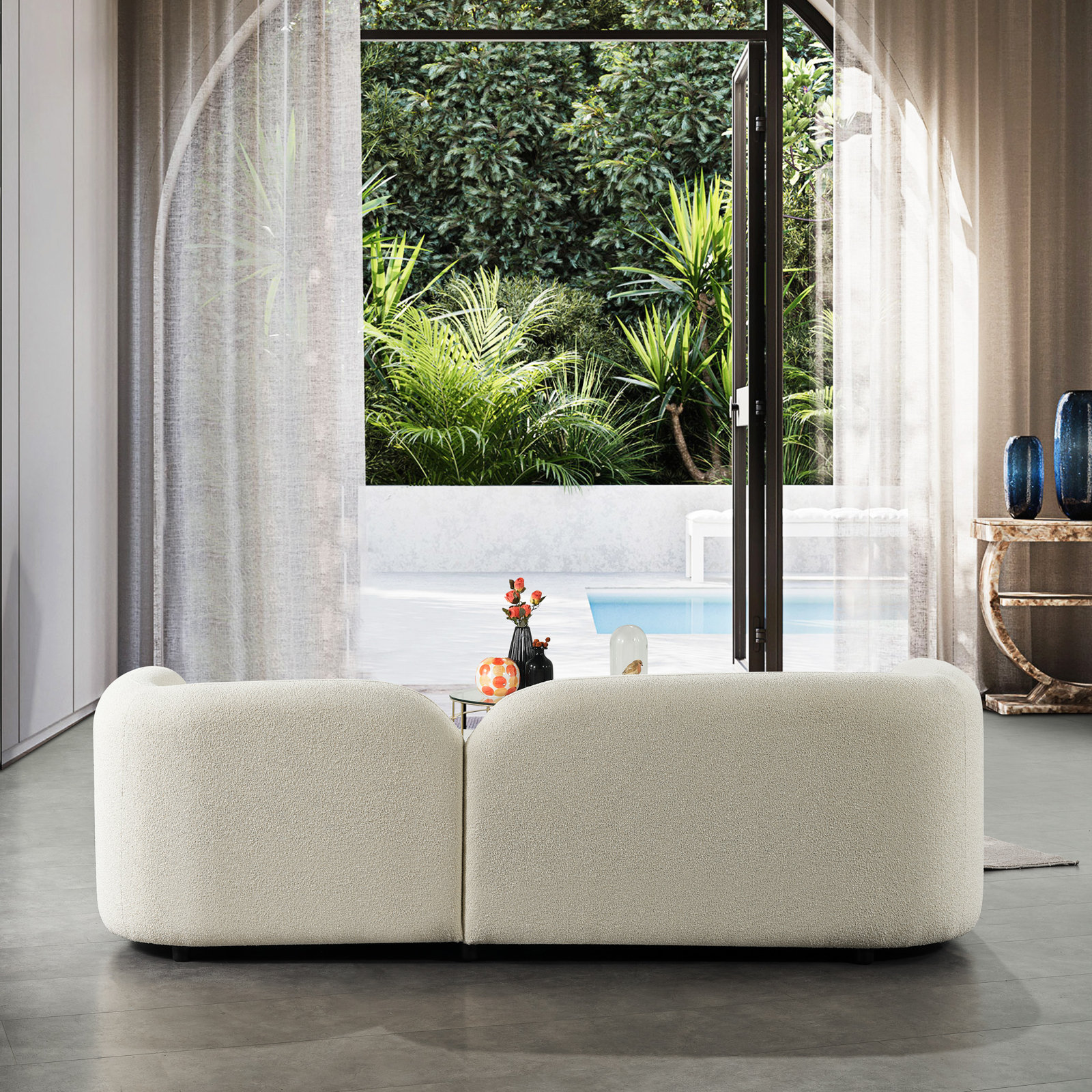 Katrien 93'' Upholstered Sofa, Ivory Boucle