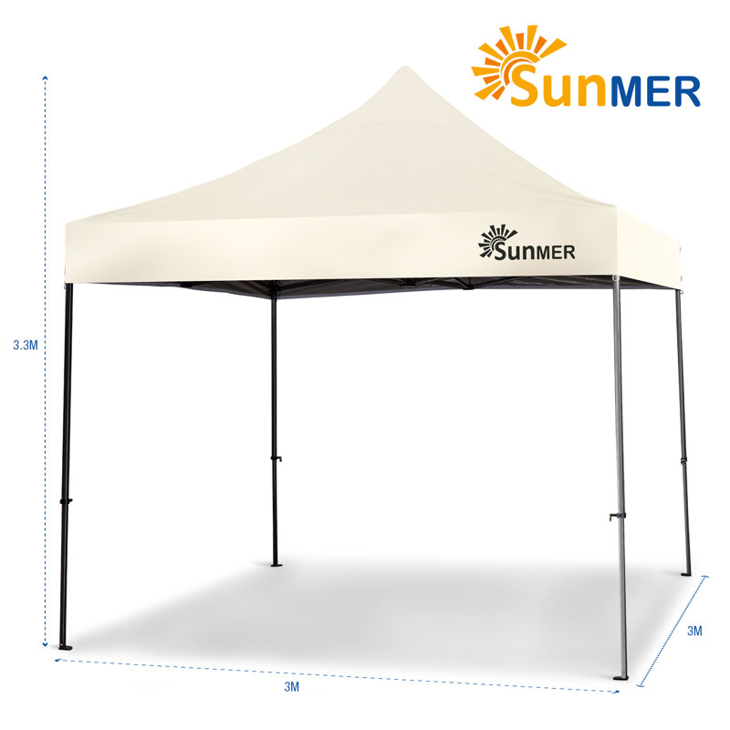 3m x 3m Steel Pop-Up Gazebo, Ivory