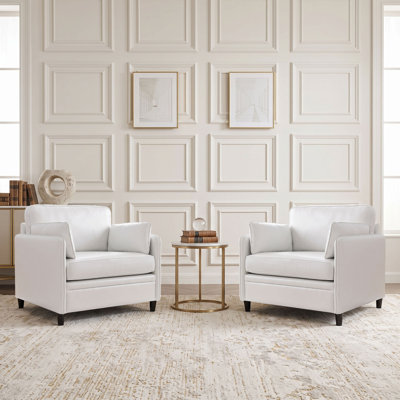 Fauteuil d'appoint en similicuir PU, fauteuil moderne rembourré une place, fauteuil de lecture surdimensionné et confortable avec coussin épais et coussins lombaires, pour salon, chambre, appartement et bureau à domicile (lot de 2)