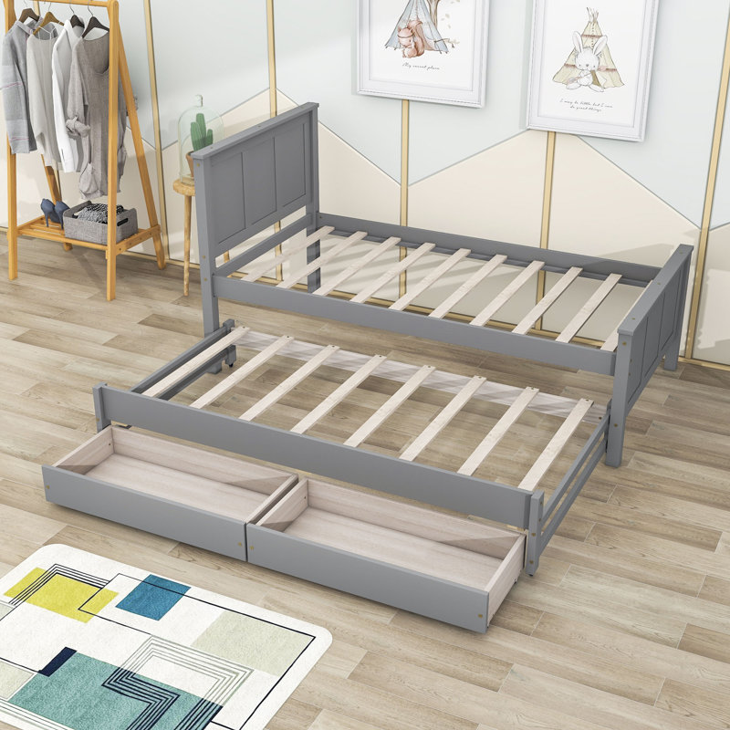 Lit plateforme simple avec rangement Maridean, gris