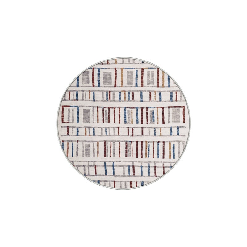 Tapis beige soyeux et moelleux, Rond 3 pi