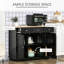 Buffet de comptoir en bois massif, armoire de rangement de cuisine, armoire à café avec 3 tiroirs, portes et tablette réglable, noir-2068528497