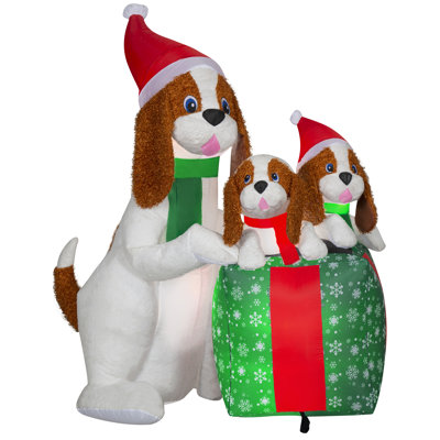 Christmas Inflatable Dog Family Scene