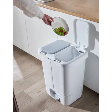 HOMCOM Recycle Waste Bin 40L Sorter Kitchen Recycle Waste Bin Pull ABS  Silver