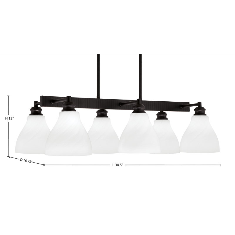 Edge 6 Light Bar With 6.25" Glass, Espresso