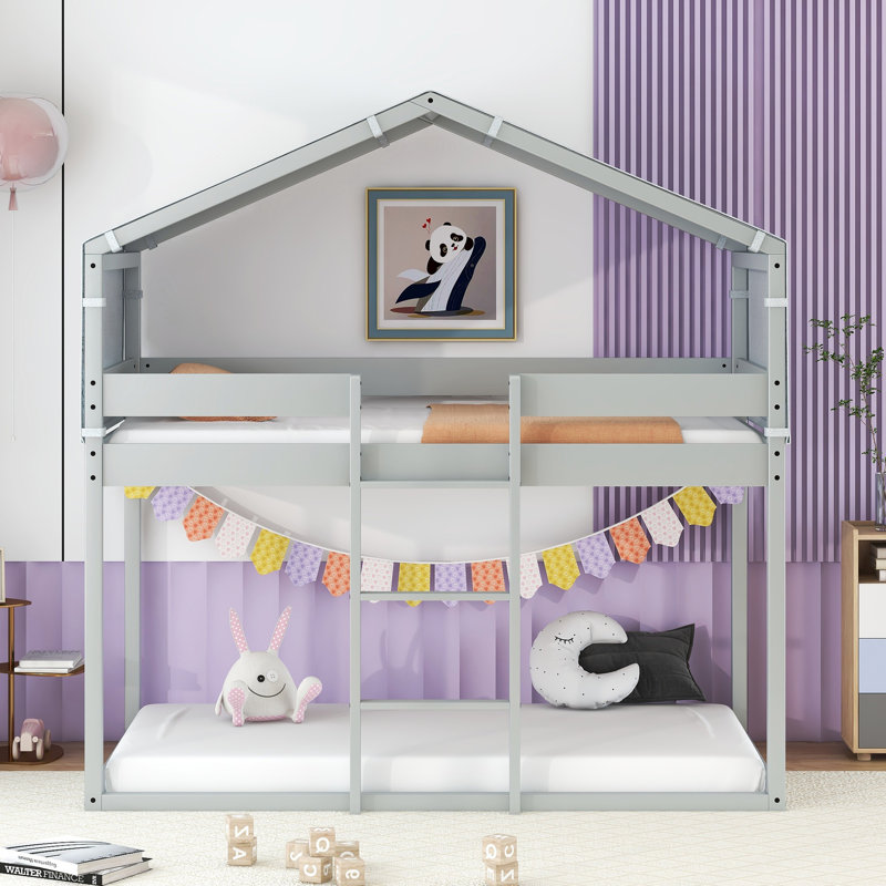 Lit superposé simple au-dessus de simple Beaty Kids, Gris