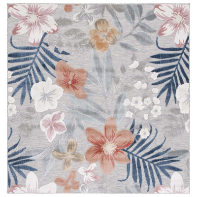 Seekonk Floral Gray/Rust/Navy Indoor / Outdoor Area Rug