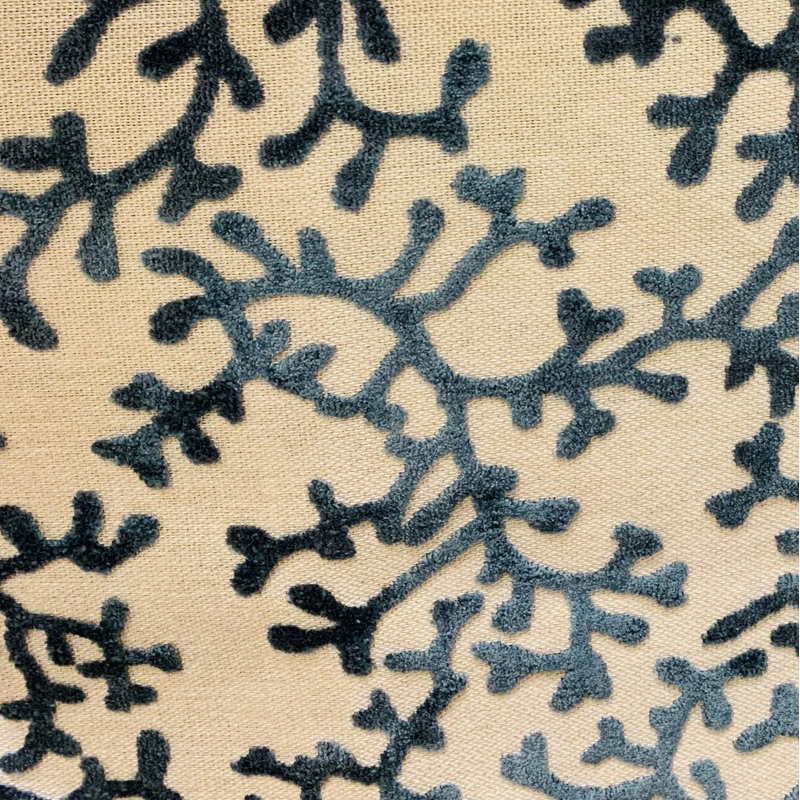Jaune corail, crème de luxe Coussin décoratif, 24 po x 24 po, Crème / bleu