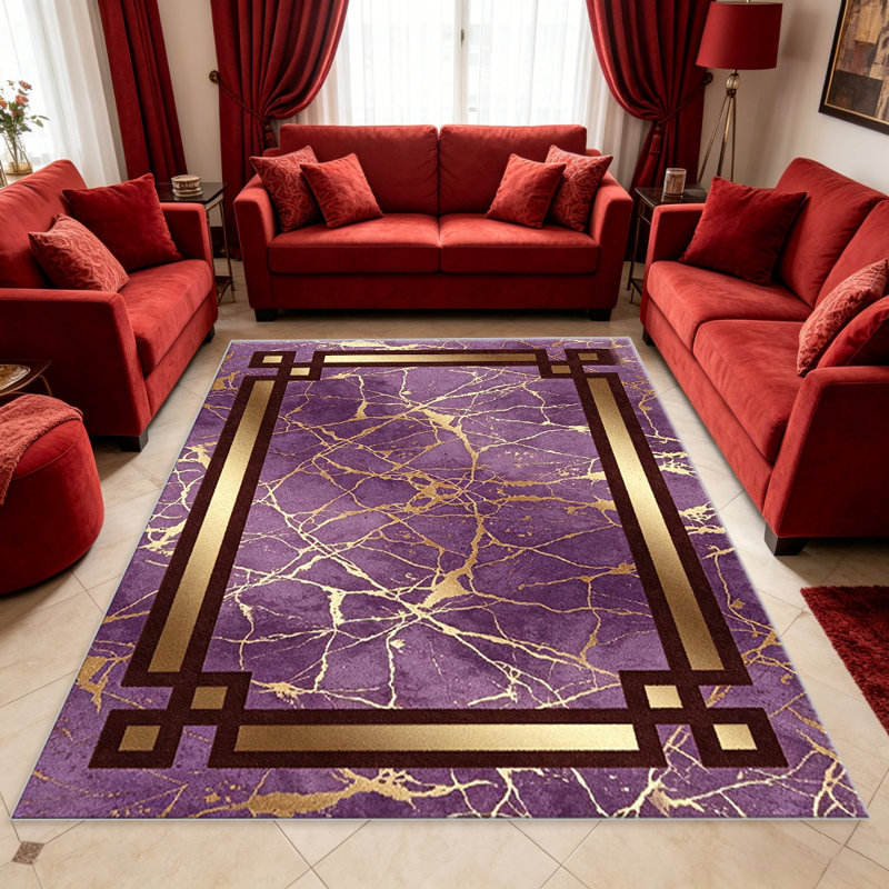 Purple Marble Geometric carpet-easy to clean, machine-washable, soft and comfortable; suitable for door mats, kitchens, living rooms, bedrooms, corridors, and laundry areas. Easy to clean, durable carpet for home decoration.
