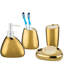 Ensemble de 4 accessoires de salle de bain dorés avec porte-brosse à dents, distributeur de savon, gobelet et porte-savon, accessoire de rangement de salle de bain pour décoration intérieure moderne, céramique complète