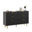 Commode 6 tiroirs cannelée pour chambre à coucher, commode en bois avec poignées en métal pour le rangement du salon ou du couloir-41793248