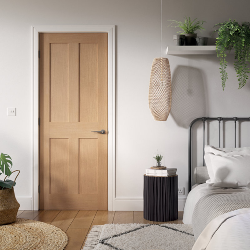 London 4P Pre-finished oak Doors FD 30, 83.8mm x 198.1mm