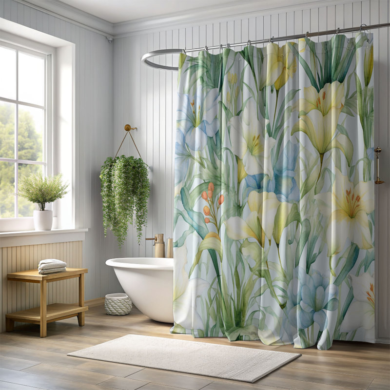 Rideau de douche standard 1 pièce Blossom, H 74 po x l 71 po