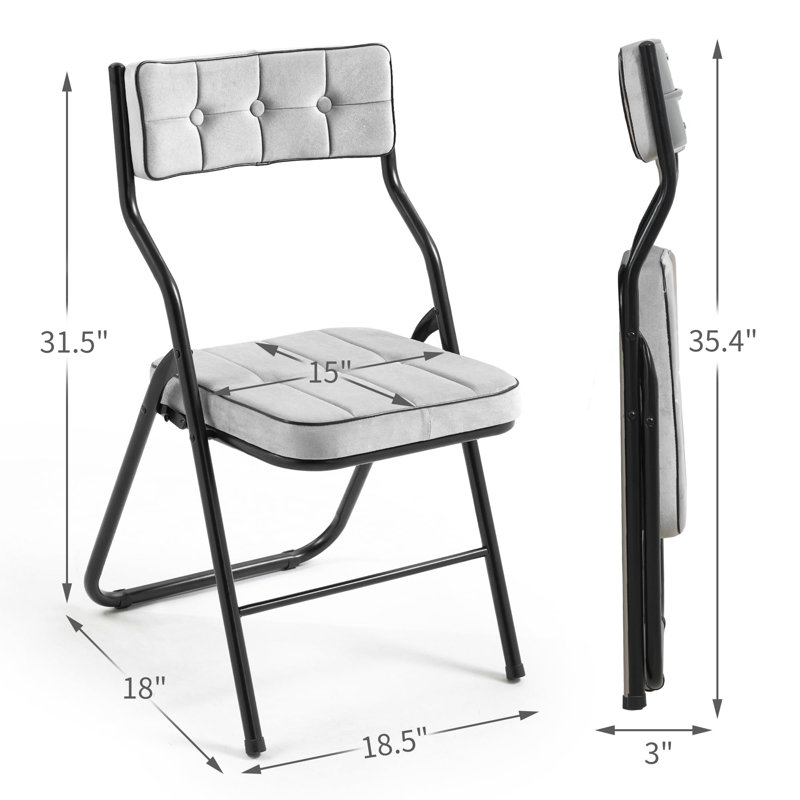 4-Pack Padded Folding Chairs – Portable Cushioned Dining Chairs for Guests, Gray