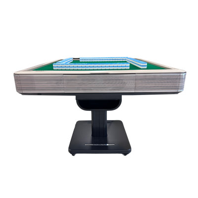 Table de mahjong automatique brun clair USA MJ Table. Table pliante à piédestal de style ultra mince avec des carreaux numérotés de 36 mm
