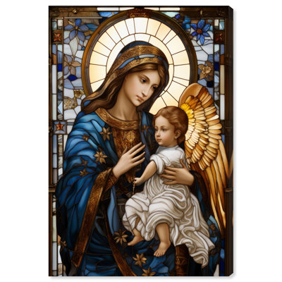  Mary and Baby Christian, art mural encadré sur toile, cadre doré, 24 x 36
