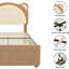 Lit plateforme simple pour enfant avec tête de lit ajustable et lumières DEL, conception tapissée d'ours, brun-1995431035-1995431013