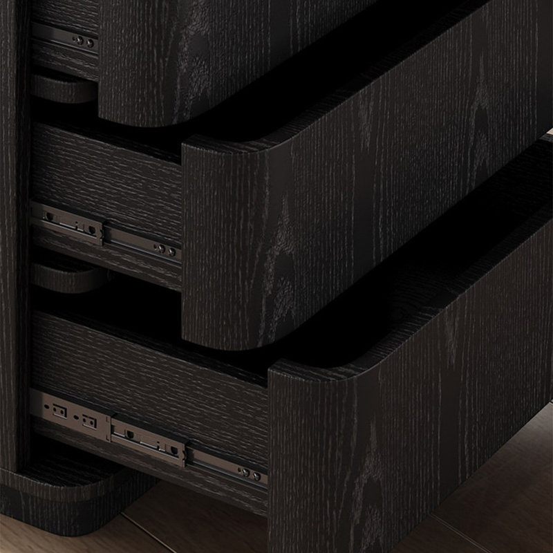 Bureau en bois manufacturé courbé noir et bronze avec 3 tiroirs, 29.53" H x 78.74" W x 27.56" D