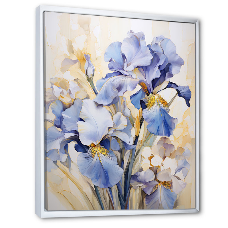 Minimalisme Irises Melody I sur toile, H 32 po x l 16 po x P 1 po, Cadre flottant blanc