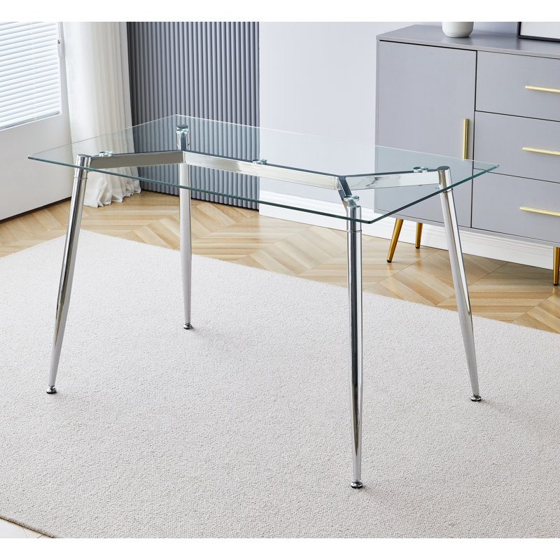 Highhouse Glass Top Metal Base Dining Table