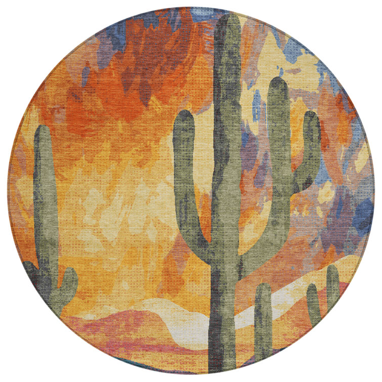 Machine Washable Indoor/Outdoor Bourkelands ACN2337 Botanical Rug