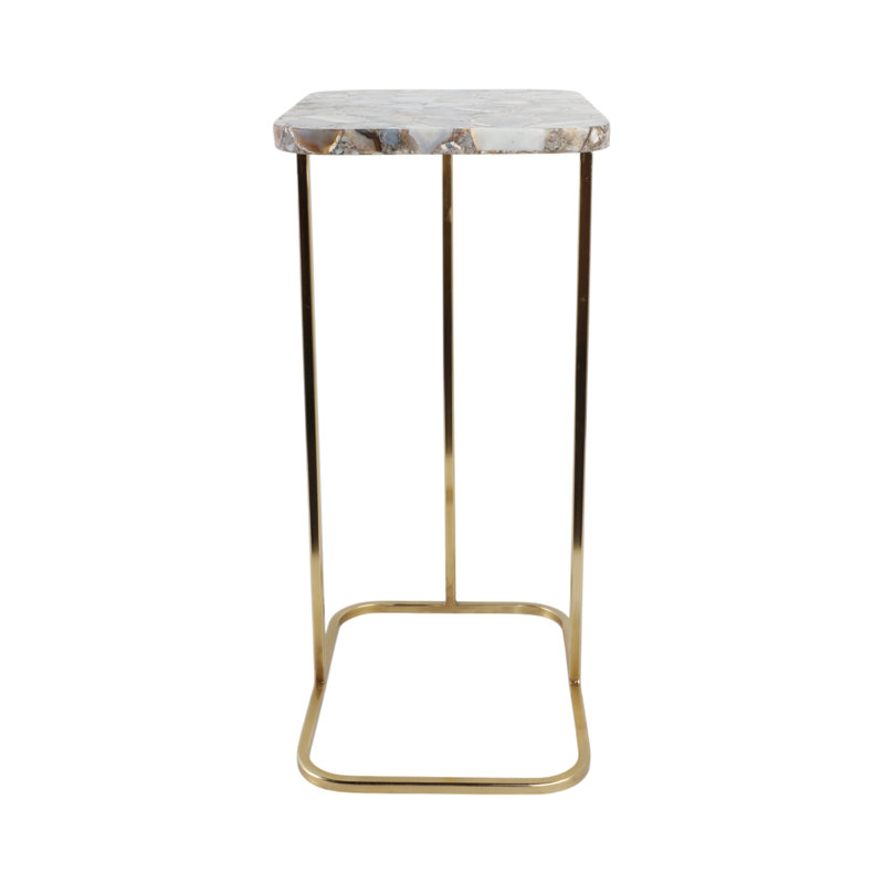 Sagebrook Home 24X15" Agate Top C-Table, White/Gold, Black