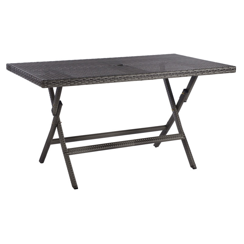 Ched Rectangular Wicker/Rattan Outdoor Folding Dining Table, Grey