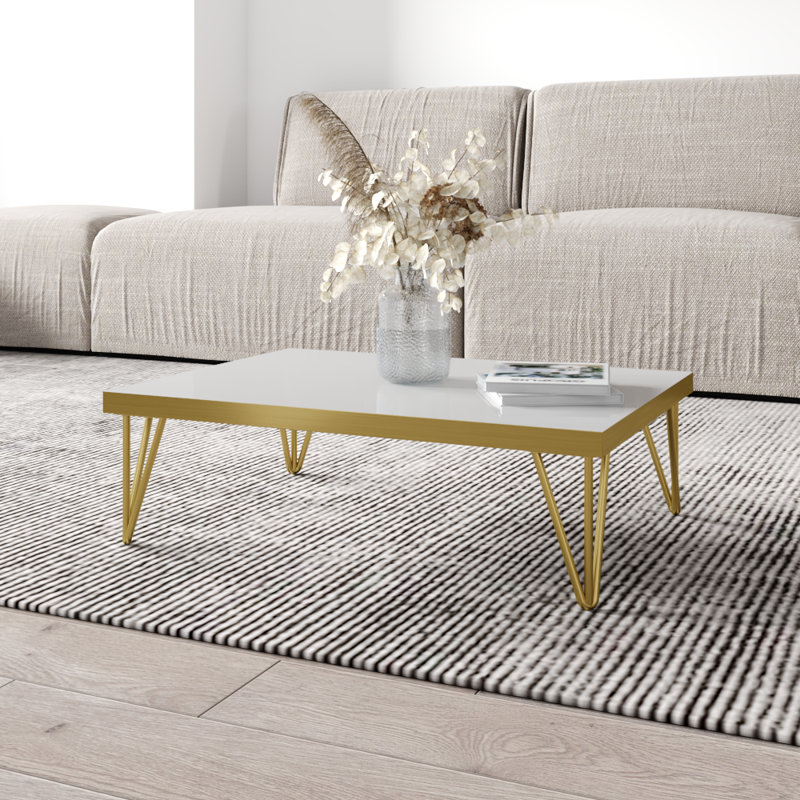 Table basse 9,6 po Prosto avec finition ultrabrillante, Blanc