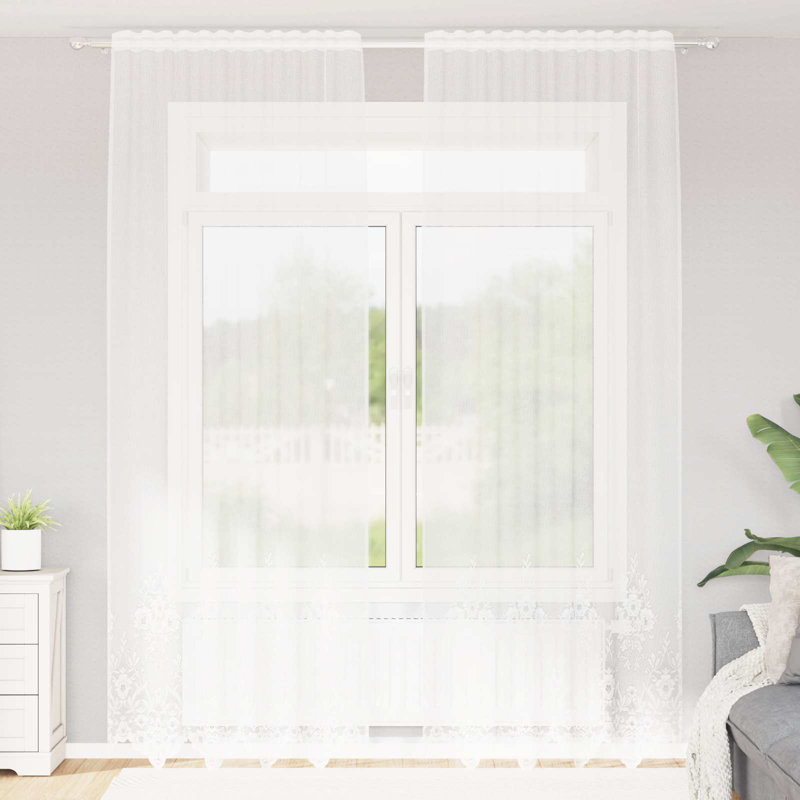 Semi Sheer Curtain Single Panel, 300cm Height x 150cm Width 