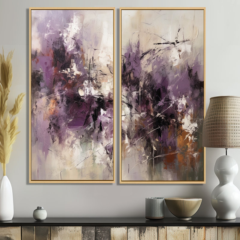 Modernist Expressions V - Décoration murale moderne orange 2 pièces, 32'' H x 32'' W, Impression encadrée flottante, Cream