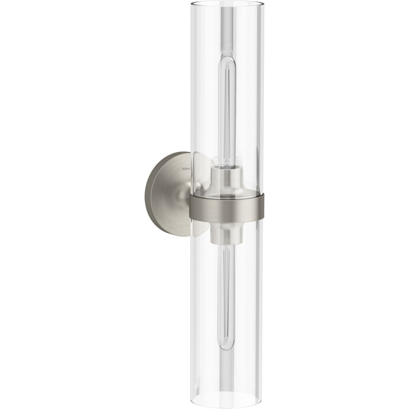 Purist™ 2 Light Indoor Bathroom Vanity Light Fixture, UL Listed, 21.875" H x 4.75" W x 6.875" D, Brushed Nickel
