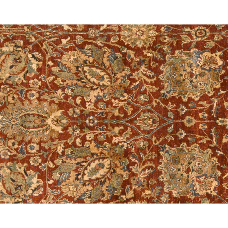Hand Knotted Wool Oriental Area Rug in Red And Cream
