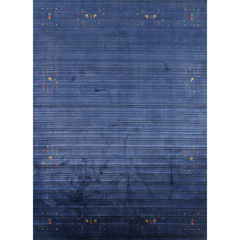 Tapis tribal rayé bleu Gabbeh 8