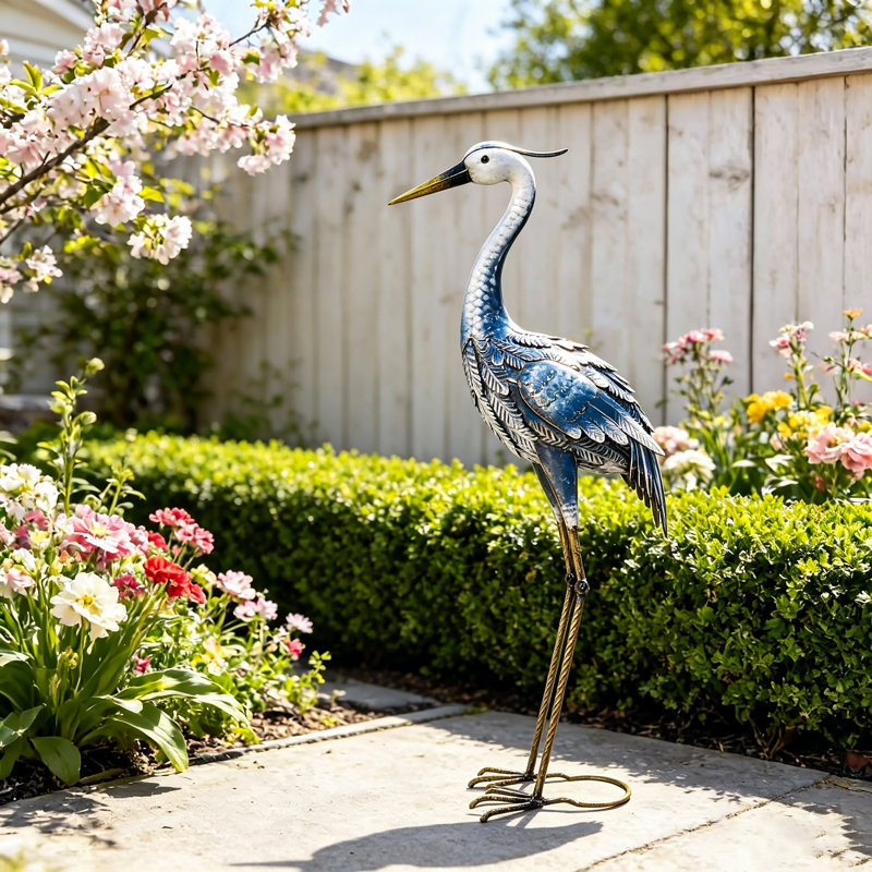 Jovanta Crane Metal Garden Statue